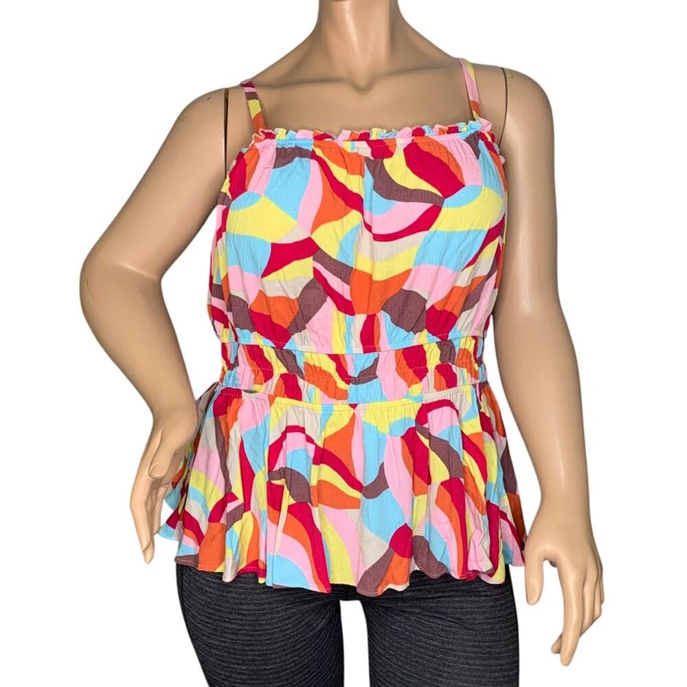 Torrid NWOT Top Sleeveless Peplum Multicolor Adjustable Straps Size 3 (3X)